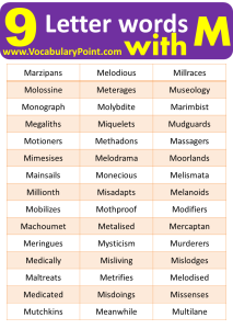 9 Letter Words Starting with M - Vocabulary Point