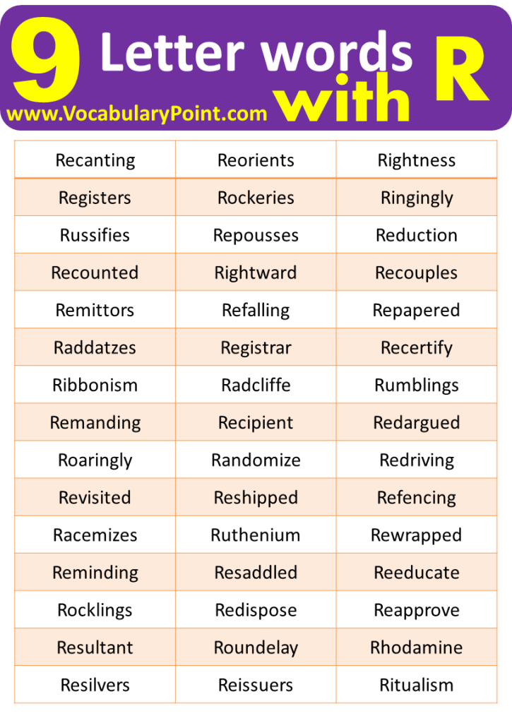 9 Letter Words Starting with R - Vocabulary Point