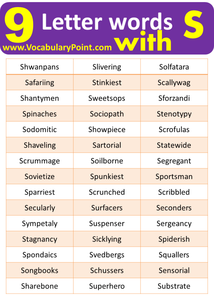 9 Letter Words Starting with S - Vocabulary Point