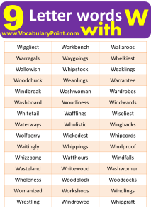 All 9 Letter Words Starting with W - Vocabulary Point