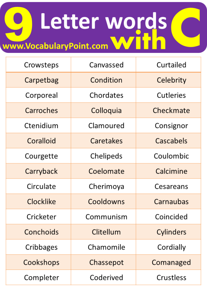 9 Letter Words Starting with C Vocabulary Point