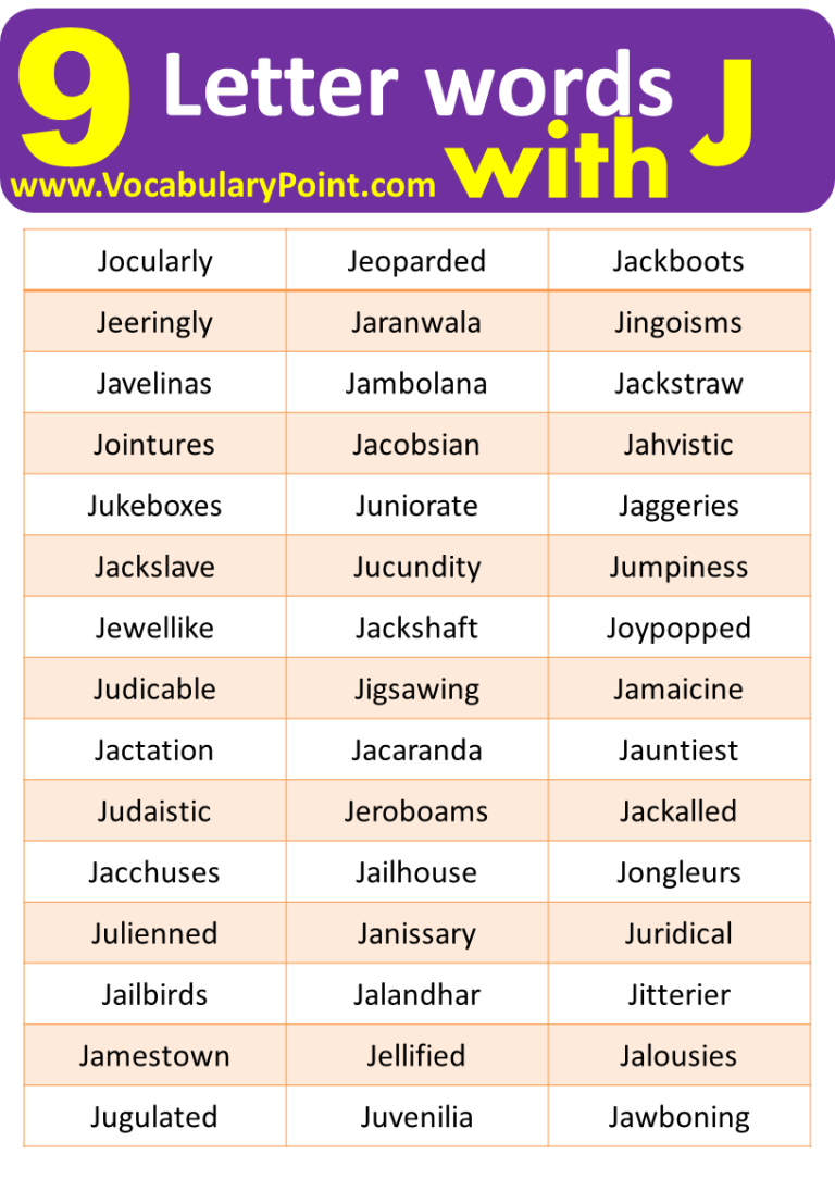 9 Letter Words Starting with J - Vocabulary Point