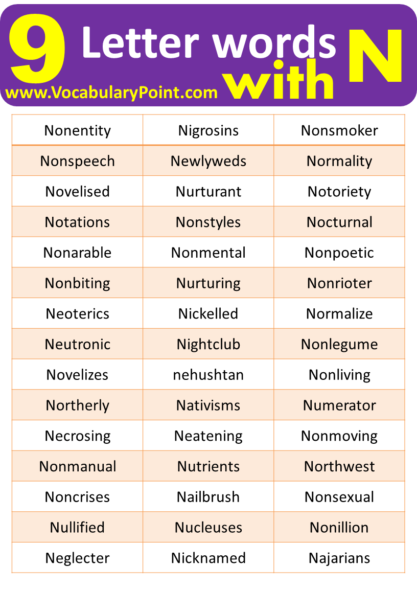 9 Letter Words Beginning With N