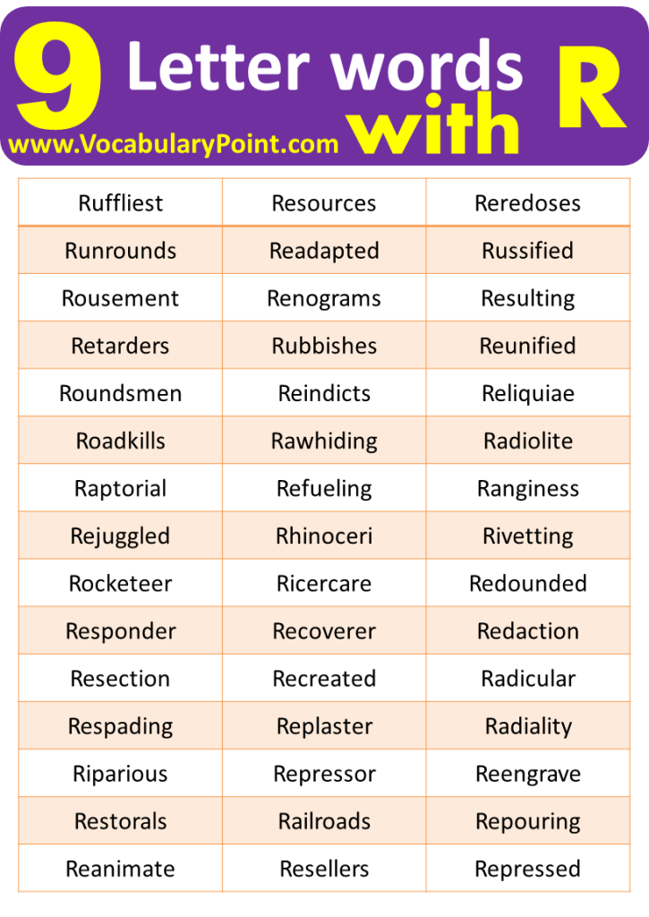 9 Letter Words Starting with R - Vocabulary Point