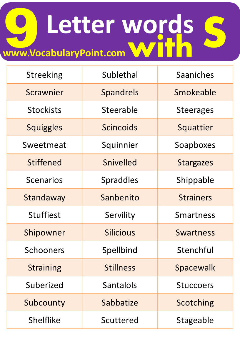 9 Letter Words Beginning With S