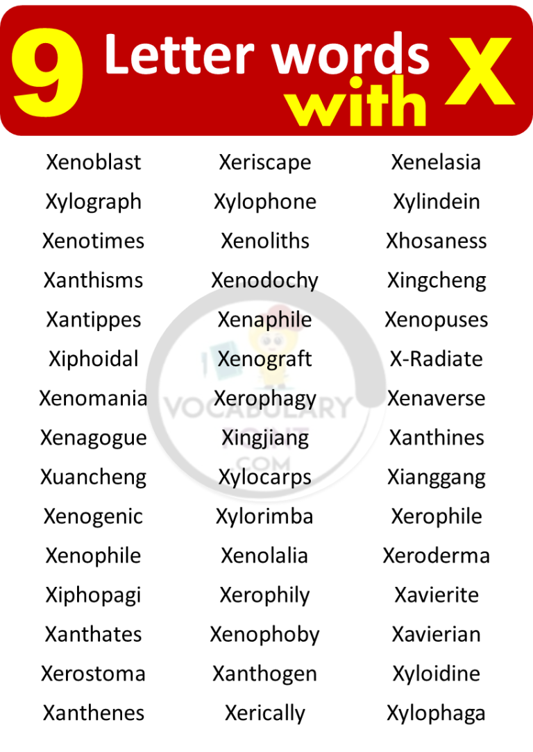 9 Letter Words Starting with X - Vocabulary Point