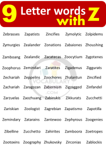 9 Letter Words Starting with Z - Vocabulary Point