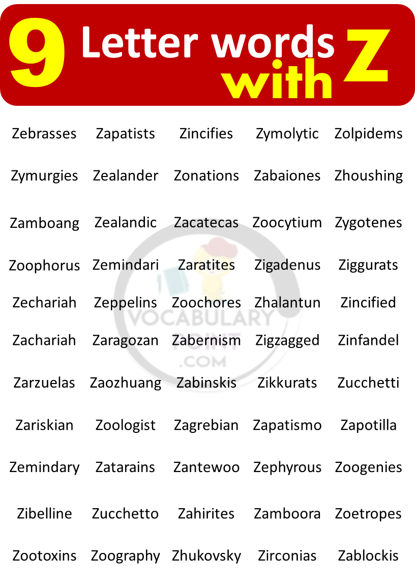 9 Letter Words Beginning With Z