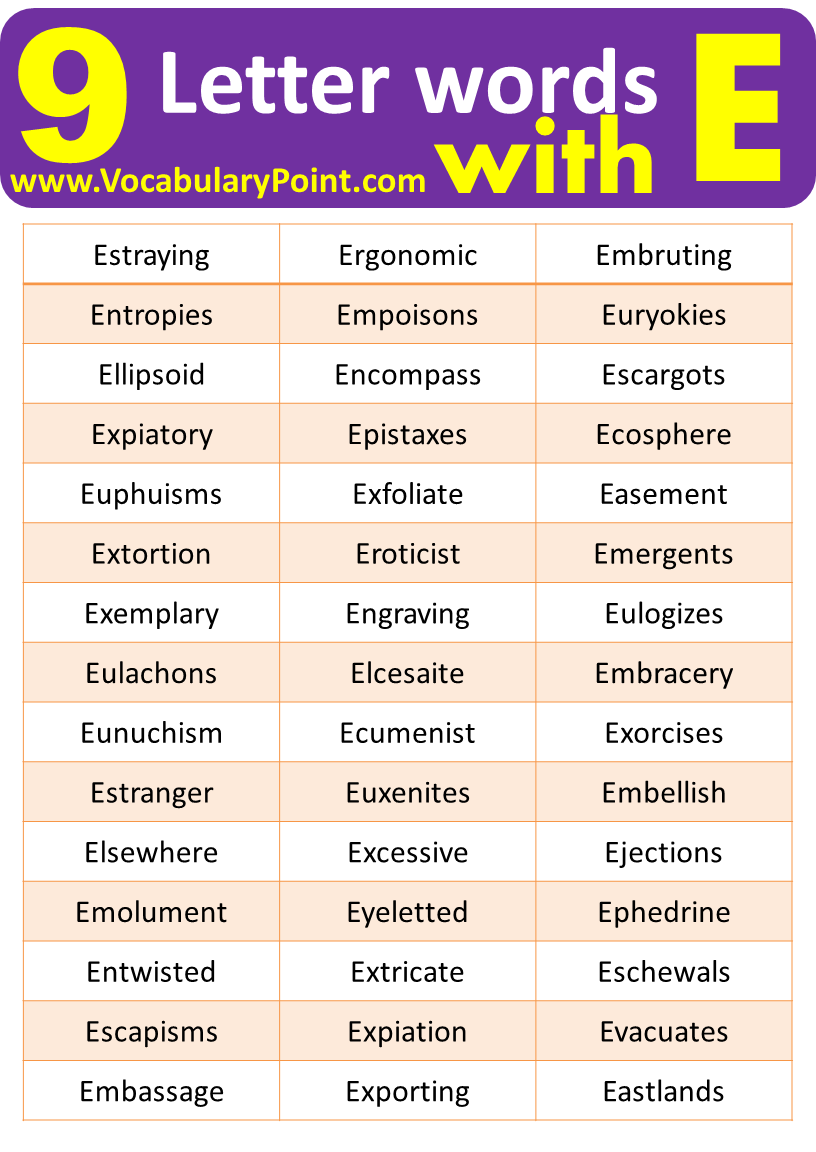 7 Letter Word Beginning With E