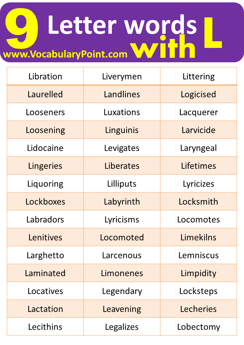 9 Letter Words Start With L in english