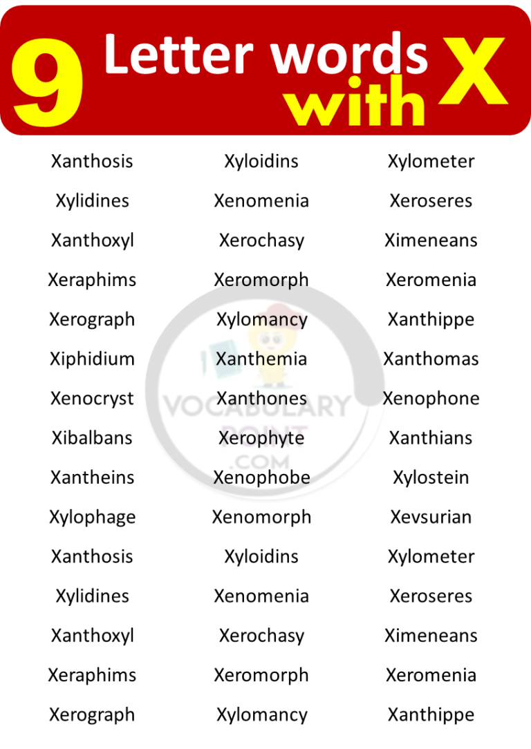 9 Letter Words Starting with X - Vocabulary Point