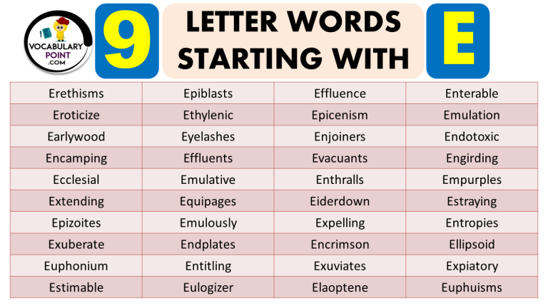 9 Letter Words Starting with E - Vocabulary Point