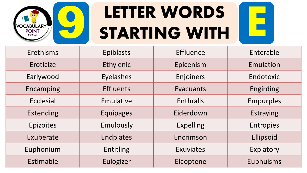 9 LETTER WORDS STARTING WITH E - Vocabulary Point