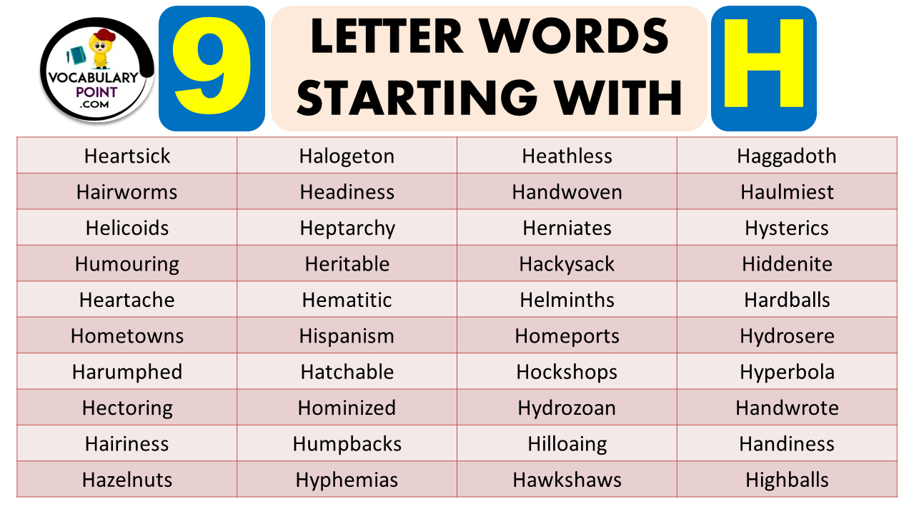 9 Letter Words Starting With H