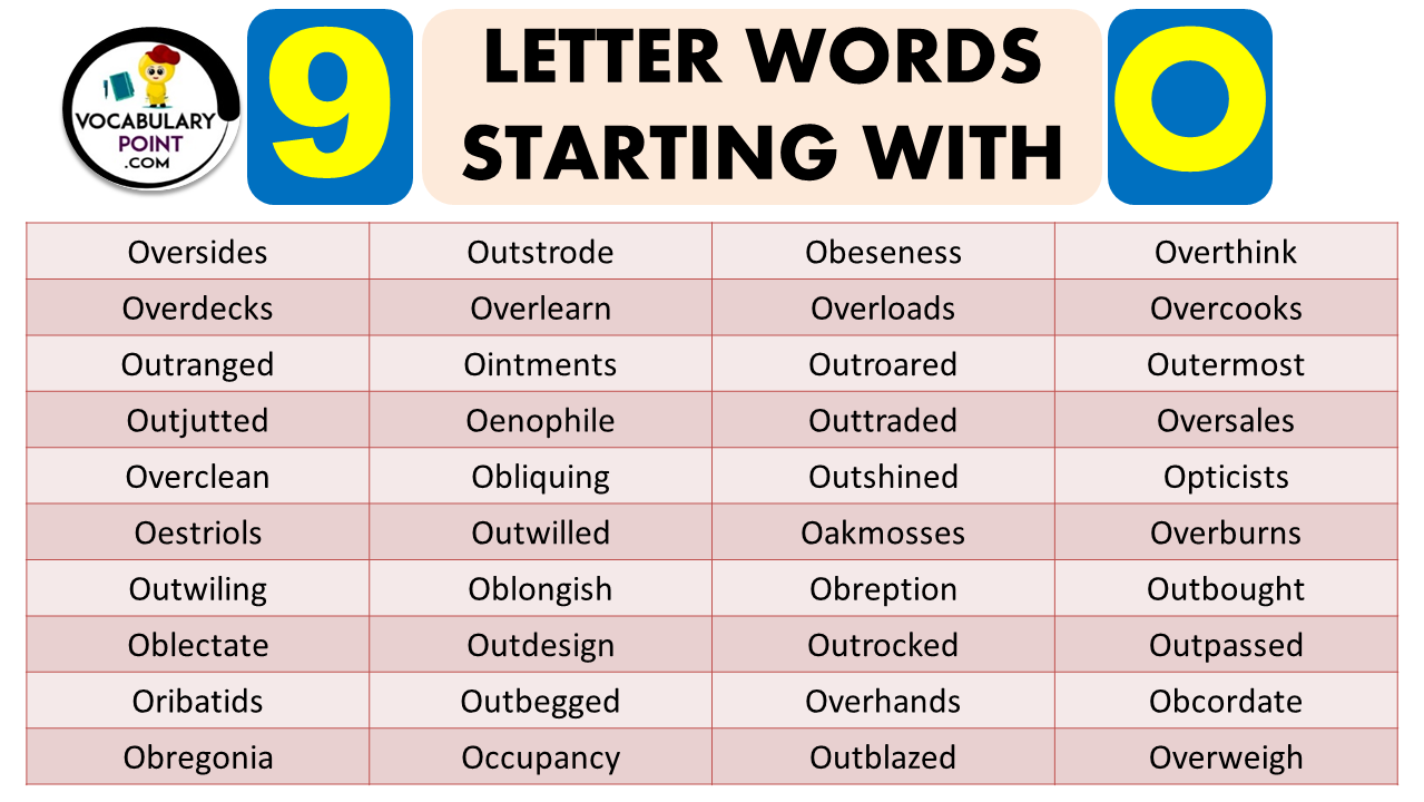9 Letter Words Starting With O