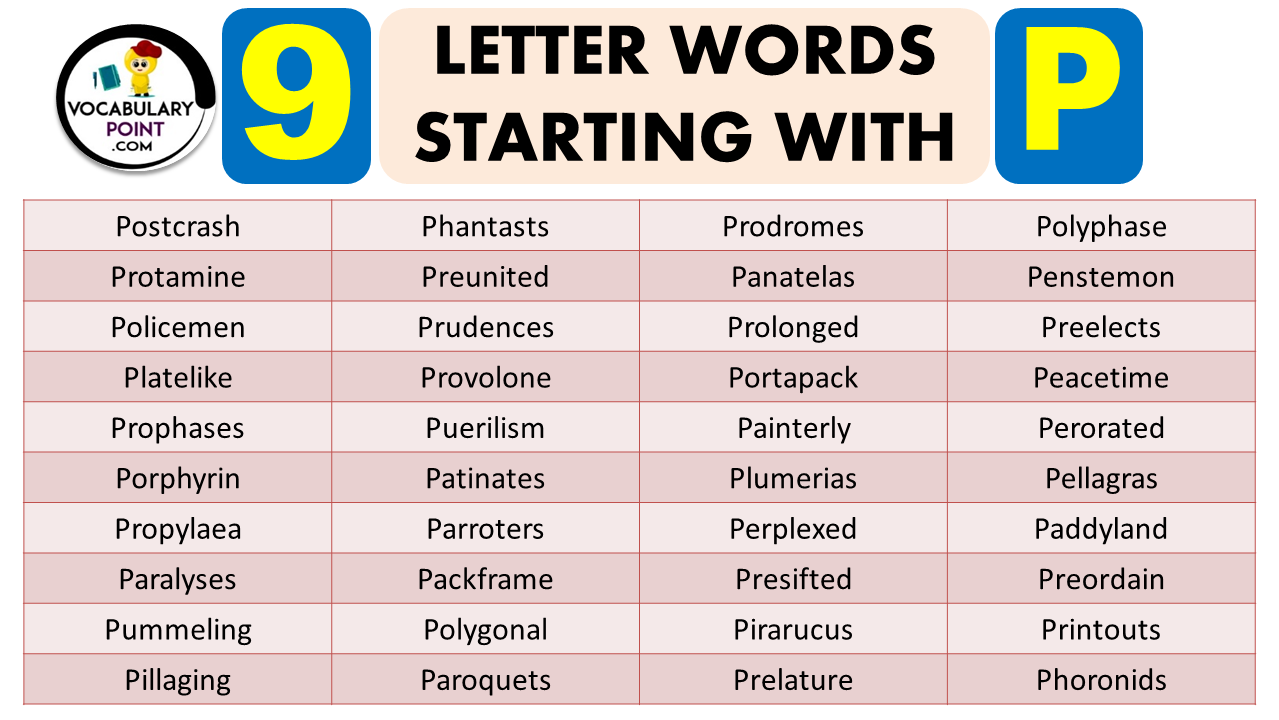 9 LETTER WORDS STARTING WITH P - Vocabulary Point