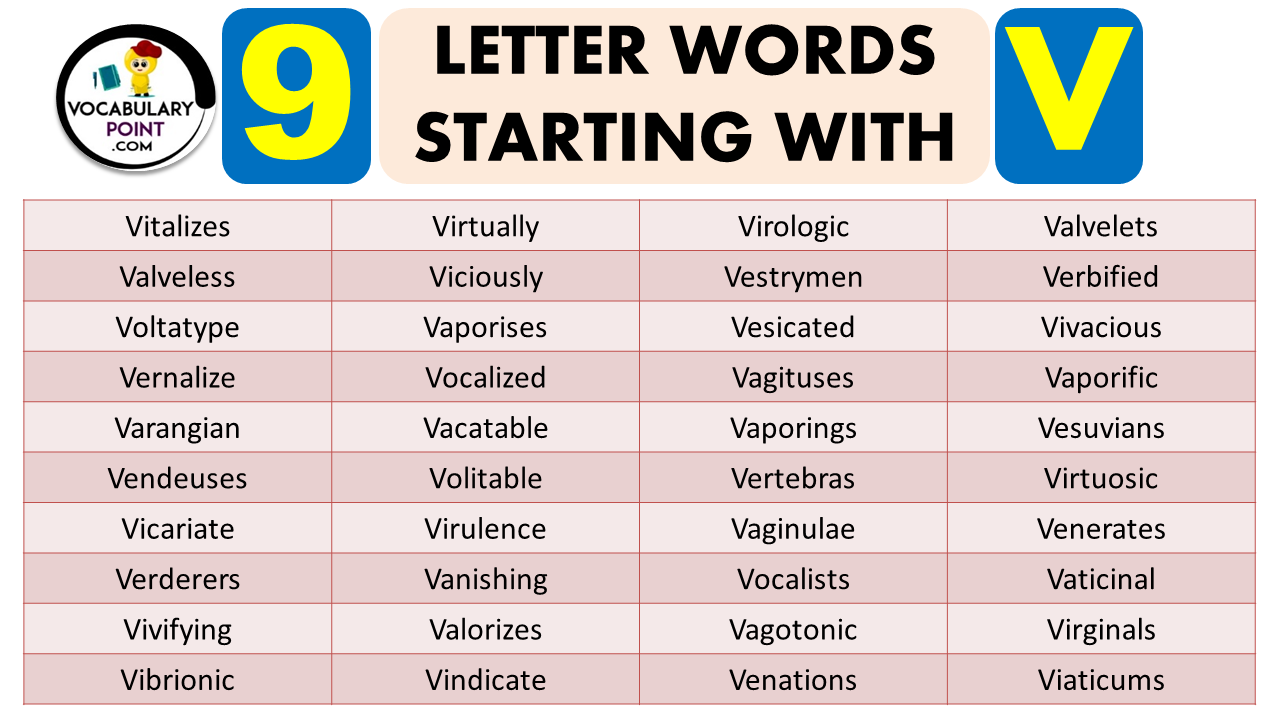 9 Letter Words Starting With V