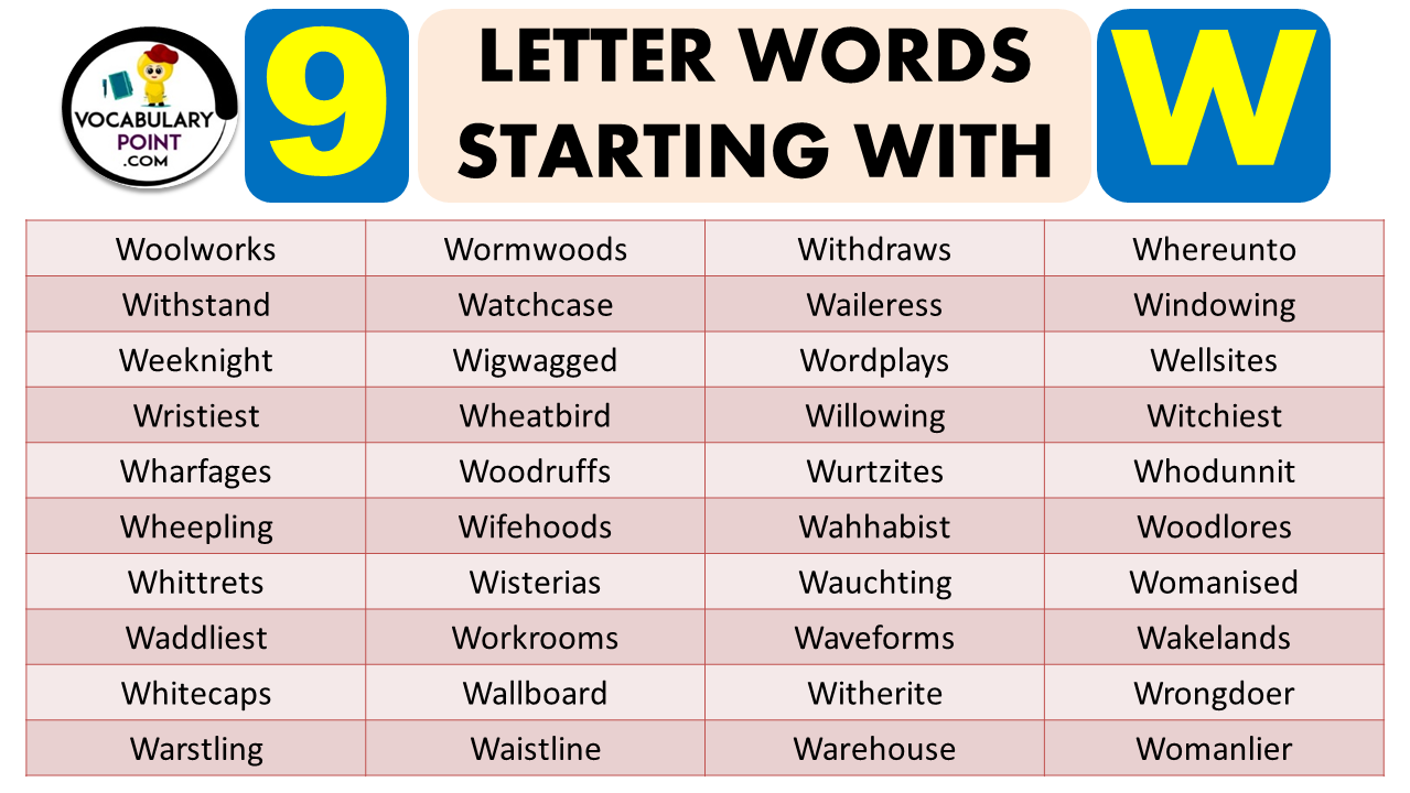 9 Letter Words Starting With W
