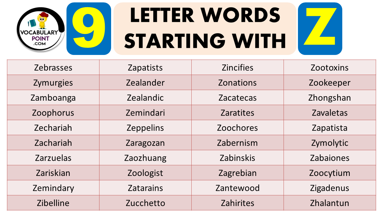 9 Letter Words Starting With Z