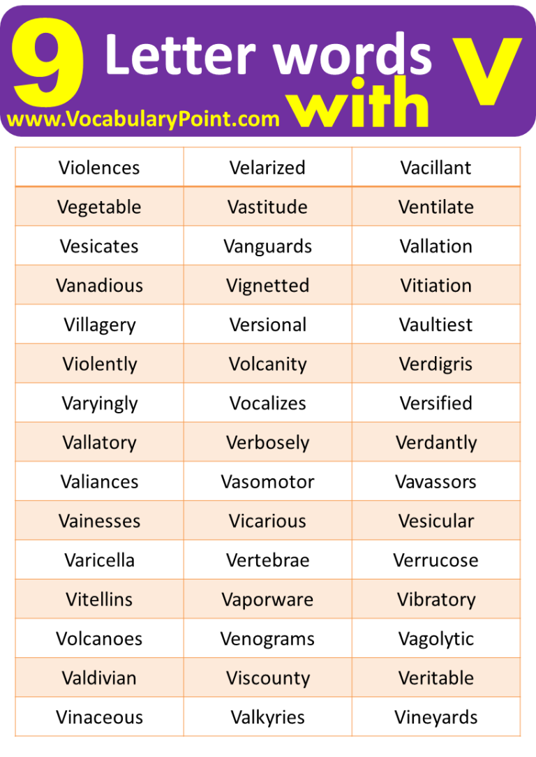 9 Letter Words Starting with V - Vocabulary Point