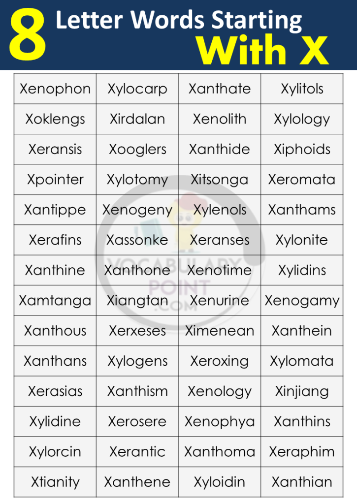 8 Letter Words Starting with X - Vocabulary Point