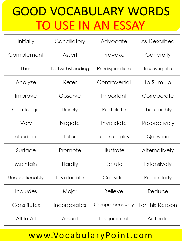 historical words to use in an essay