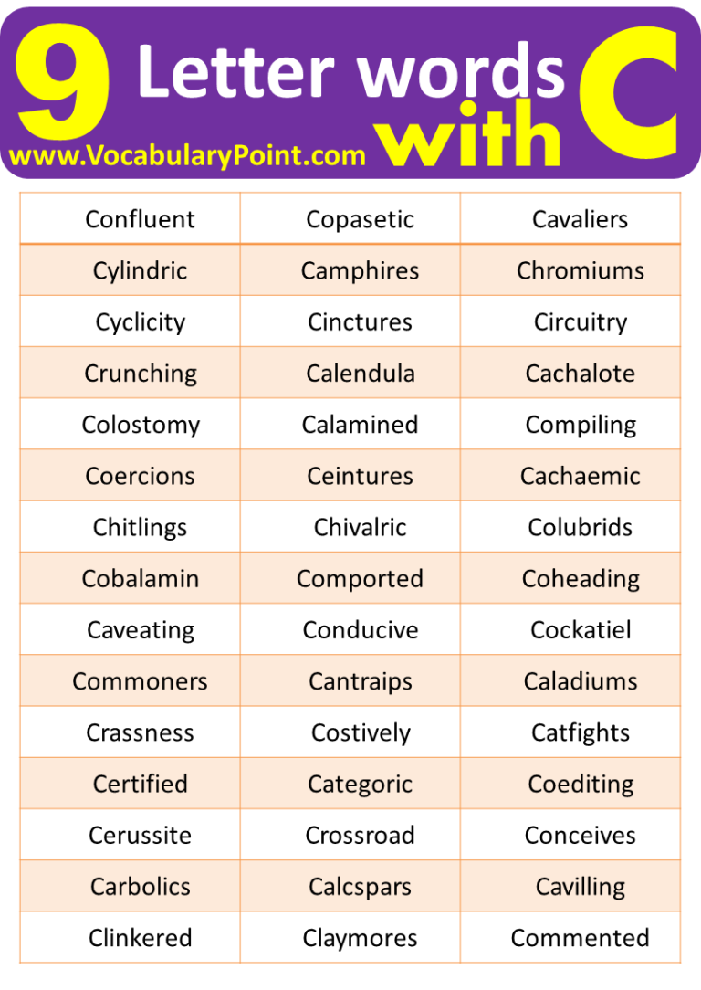 9 Letter Words Starting with C Vocabulary Point