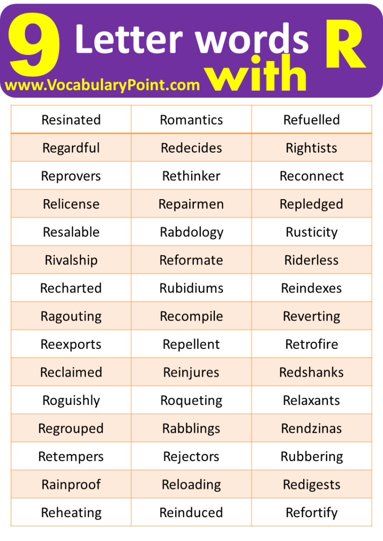 9 Letter Words Starting with R Vocabulary Point