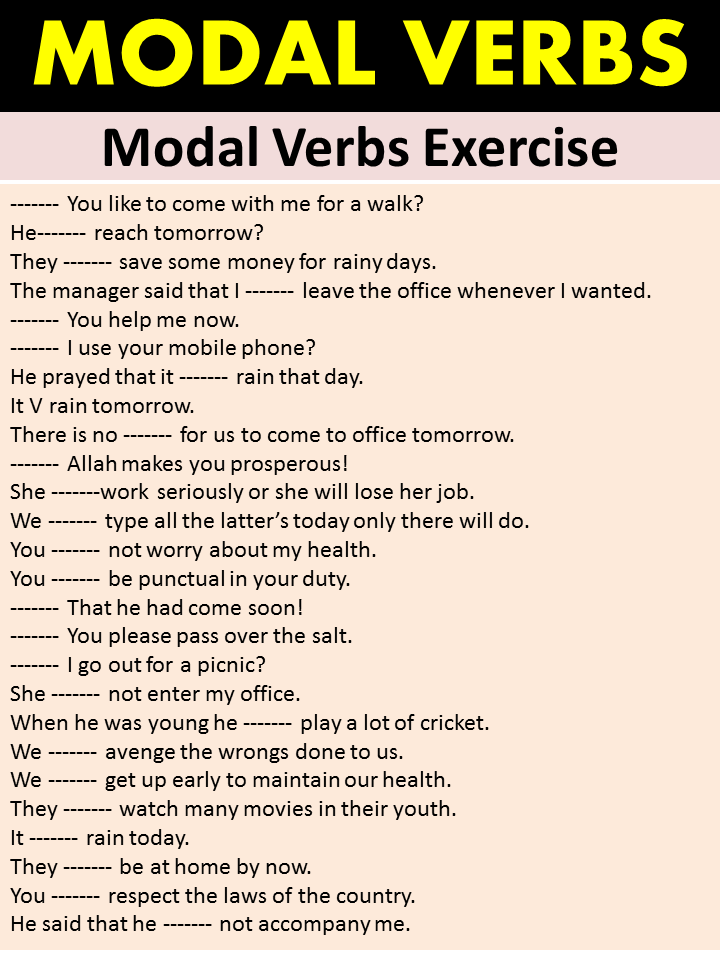 Modal Verbs Exercise