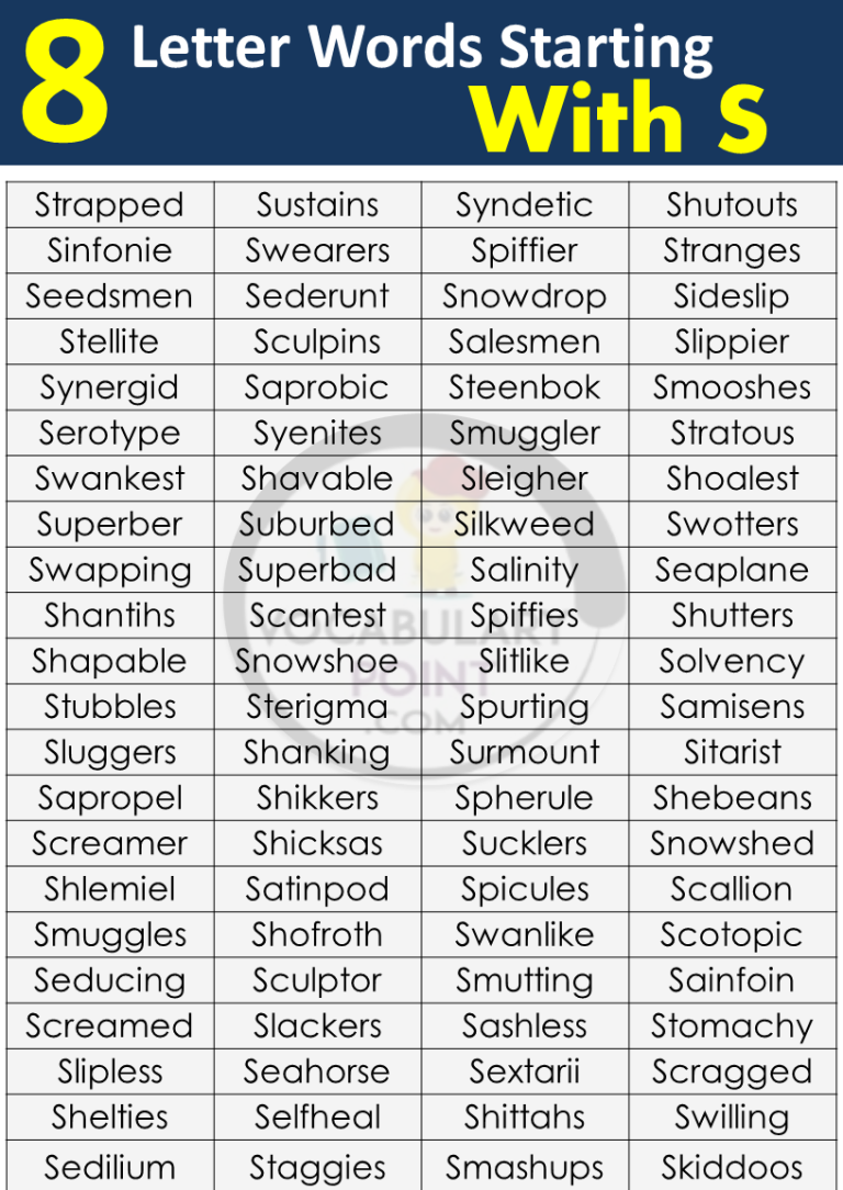 8 Letter Words Starting with S - Vocabulary Point