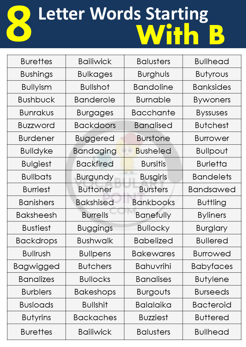 eight letter words beginning with B