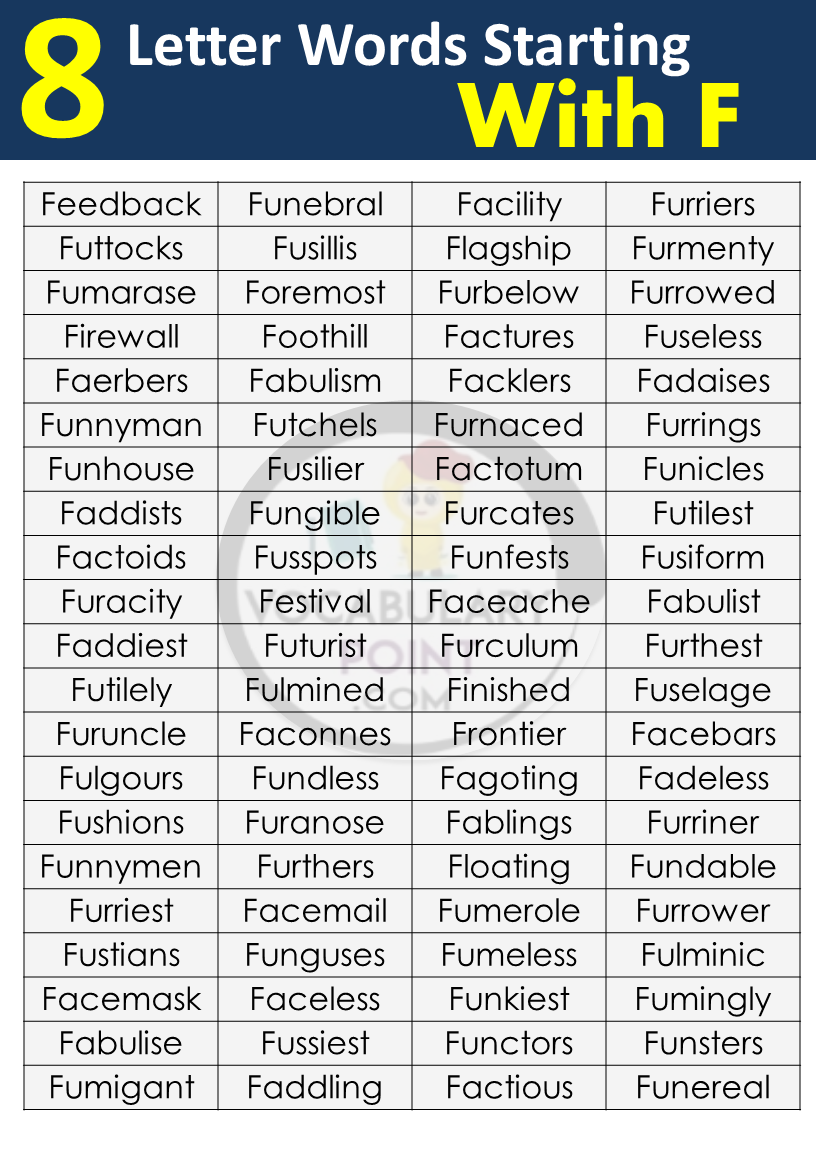 eight letter words beginning with F