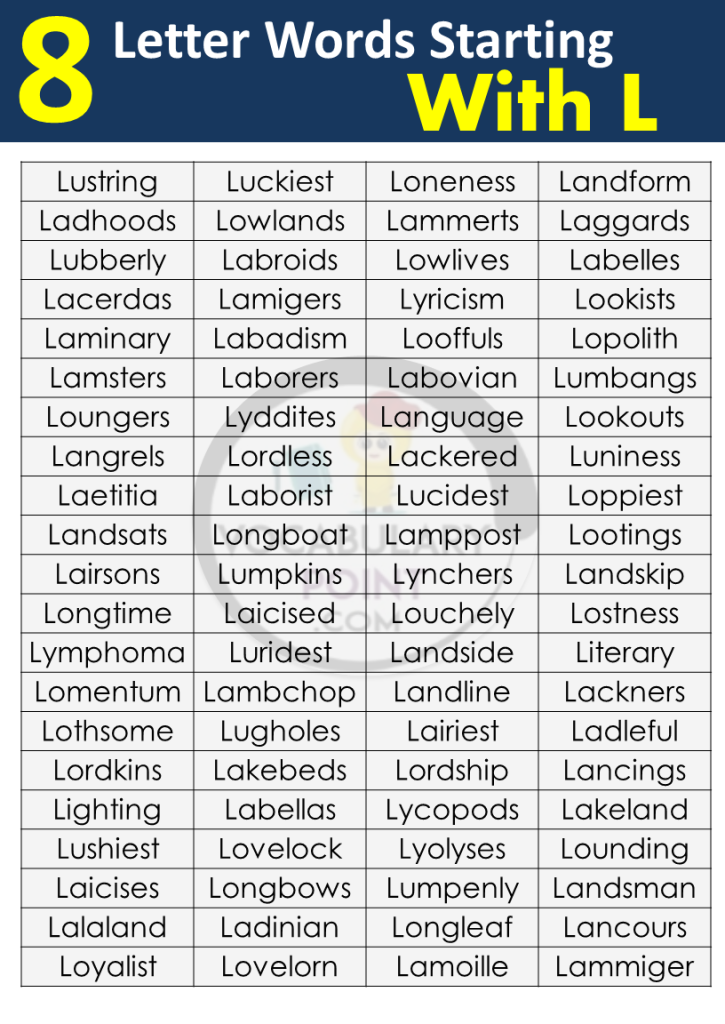8 Letter Words Starting with L Vocabulary Point