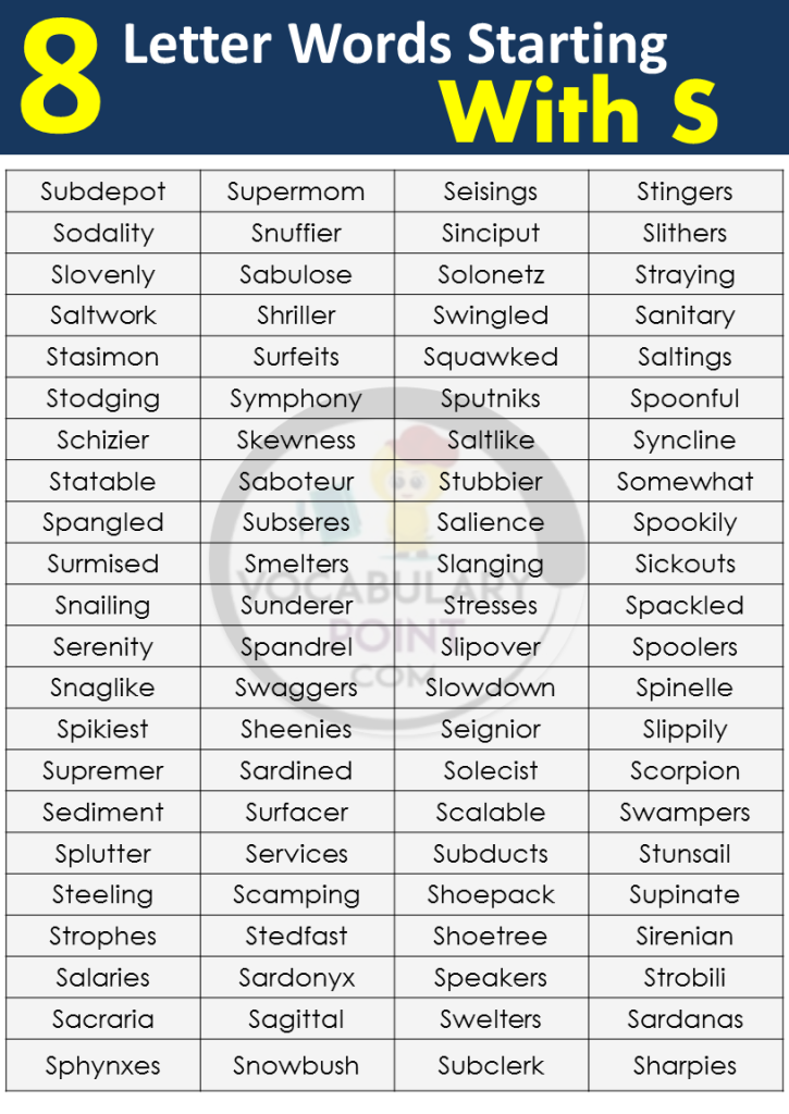 8 Letter Words Starting with S - Vocabulary Point