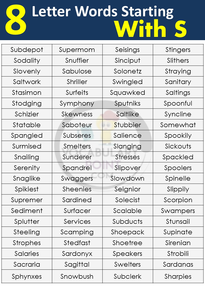 list of 8 letter words with S