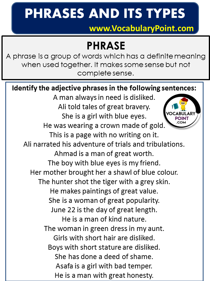 ADJECTIVE PHRASE excercises