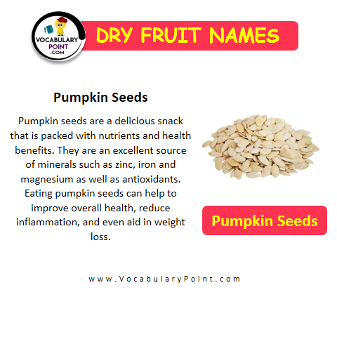50 dry fruits names in English