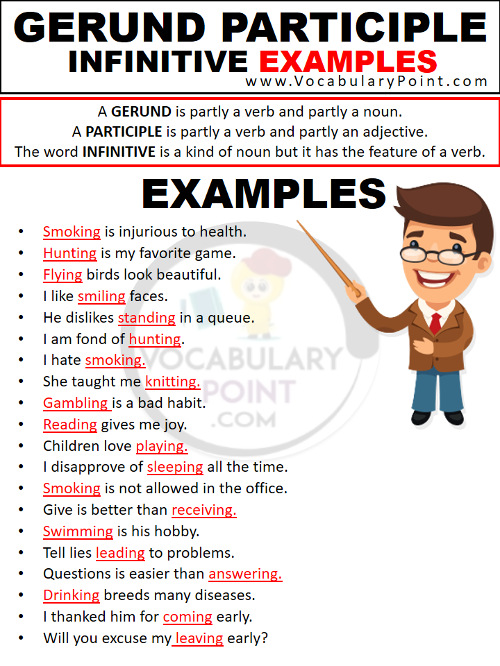 DIFFERENCE BETWEEN GERUND AND INFINITIVE AND PARTICIPLE
