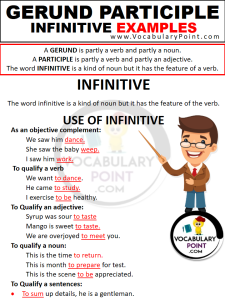 GERUND PARTICIPLE & INFINITIVE EXAMPLES - Vocabulary Point