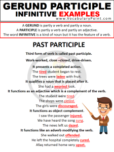 GERUND PARTICIPLE & INFINITIVE EXAMPLES - Vocabulary Point