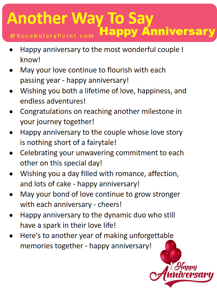 Different Way To Say Happy Anniversary