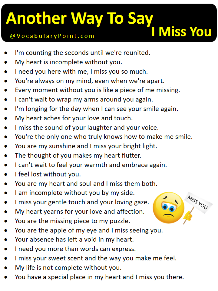 Another Way To Say Miss You in English 