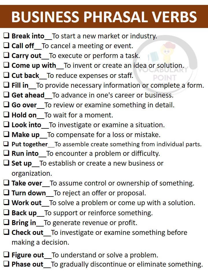70 Business Phrasal Verbs In English Vocabulary Point