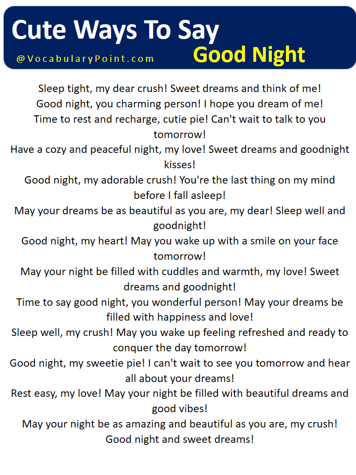 Another Way To Say Goodnight