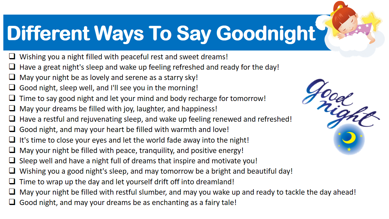 Different Ways To Say Goodnight