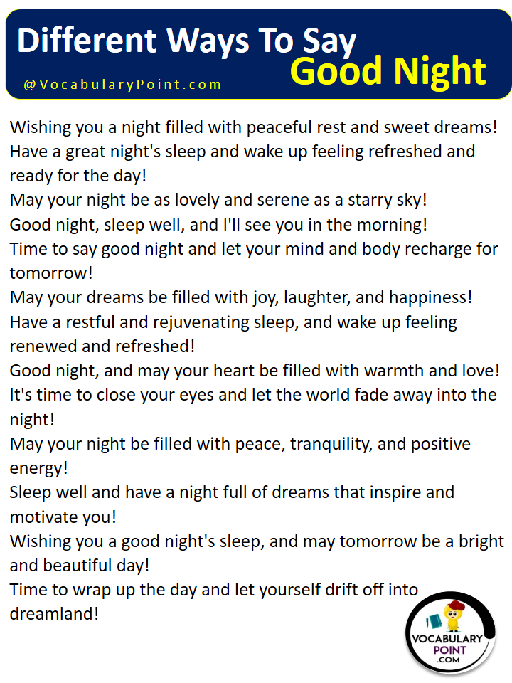 Different Ways To Say Goodnight