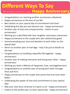 50 Different Ways To Say Happy Anniversary (Funny, Cute and Creative ...