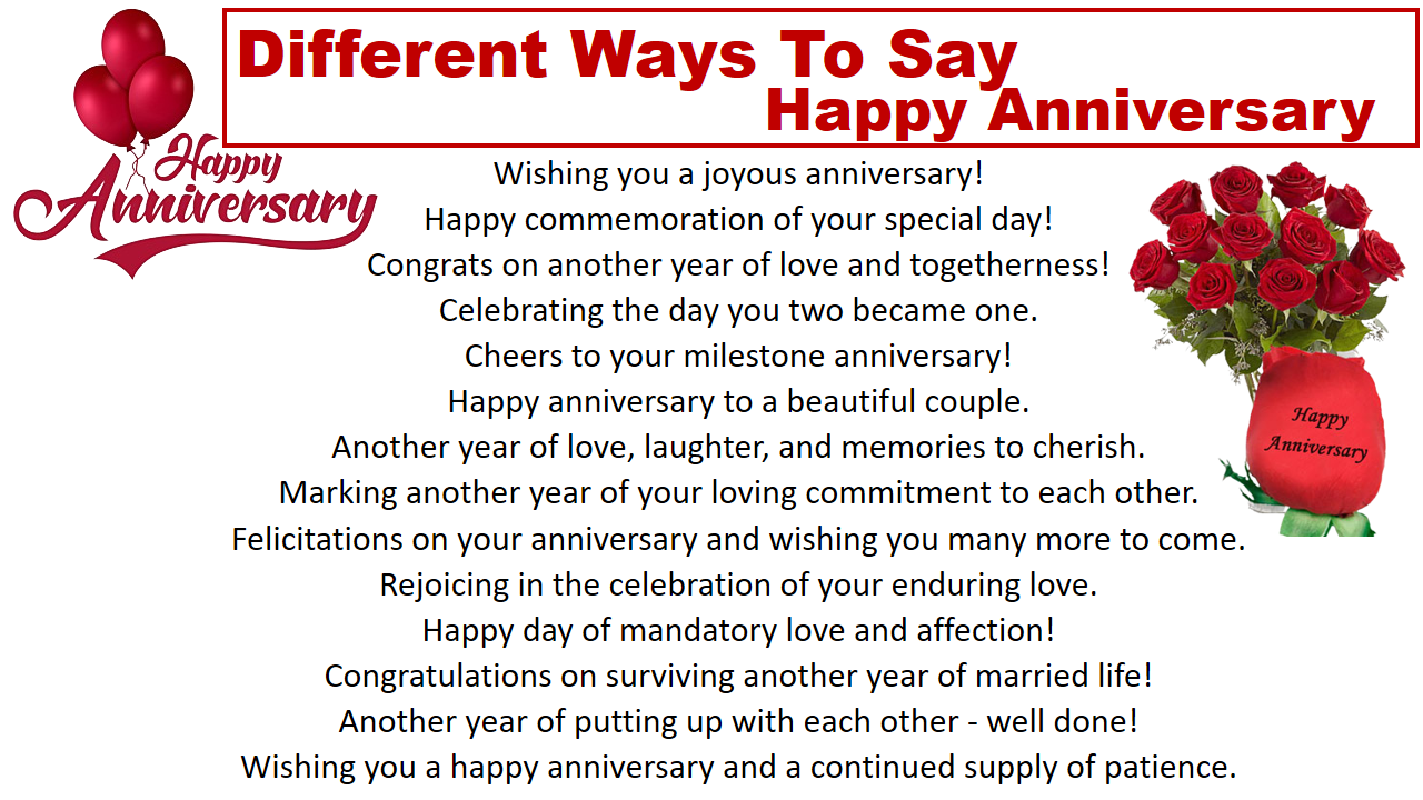 Different Ways To Say Happy Anniversary