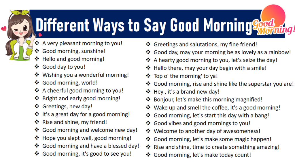 Different Ways To Say Good Morning Vocabulary Point