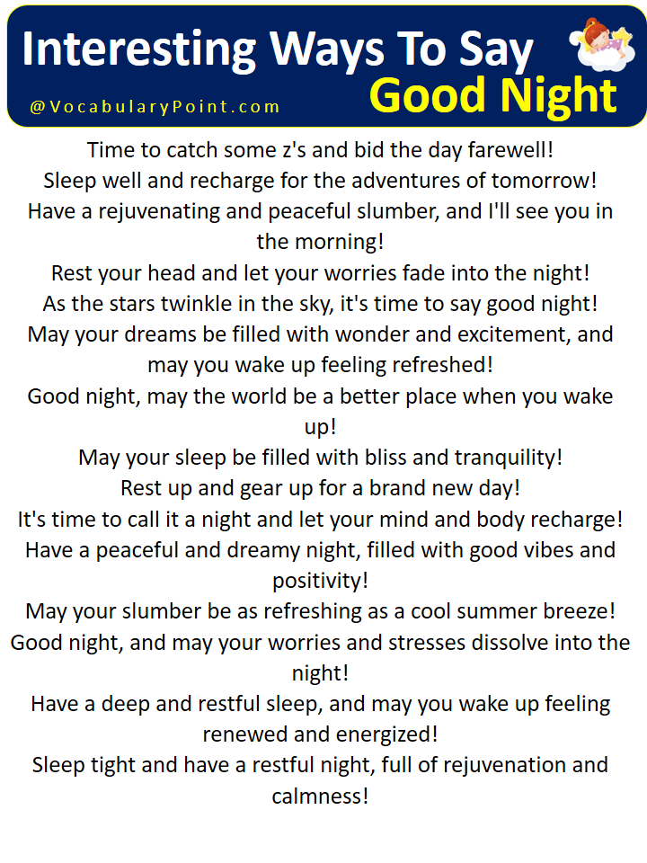 Interesting Ways To Say Goodnight